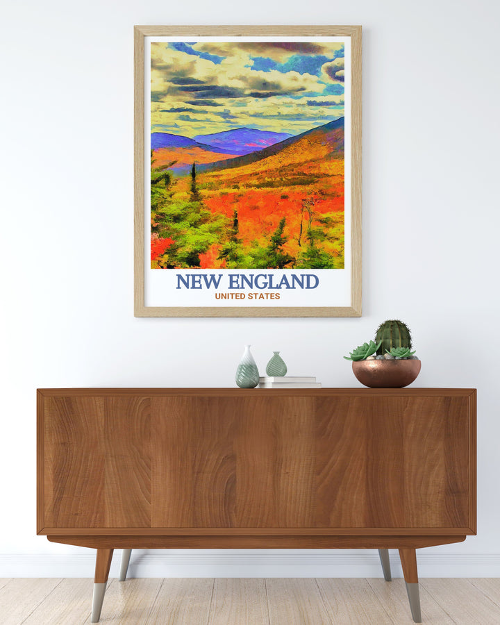 White Mountains modern prints capturing the breathtaking views of this natural wonder paired with the scenic New England Trail. A perfect addition to any living room decor or office space for those who love hiking and exploring nature.