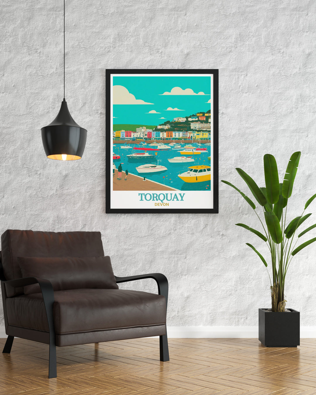 This vintage travel print of Torquay Harbour captures the beauty of Devons iconic seaside town, showcasing the picturesque boats and tranquil waters. Perfect for coastal lovers, this Torquay poster brings the charm of the English Riviera into your home decor.