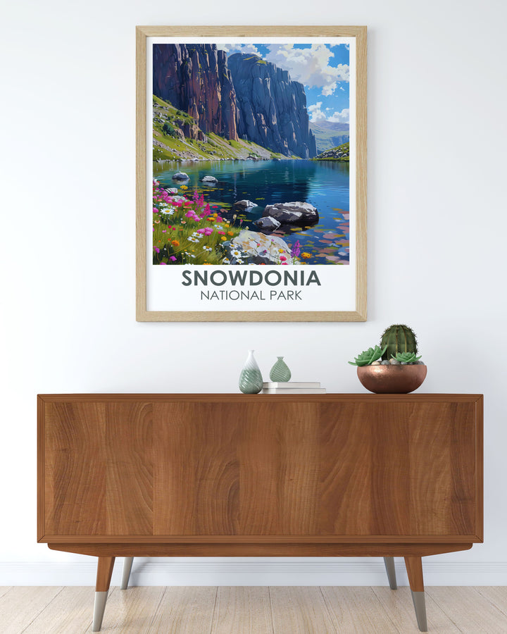 Cwm Idwal prints highlighting the geological significance and natural beauty of this Snowdonia gem perfect for home decor and those who love nature landscape art and mountain scenes