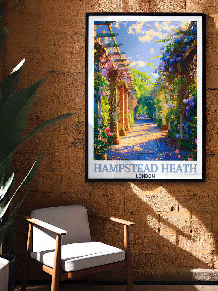 Featuring a framed art piece of Hampstead Heaths peaceful park and the historic Hampstead Pergola, this wall art set also includes a vintage poster of Europes beautiful scenery, making it an ideal gift or a stunning home décor piece.