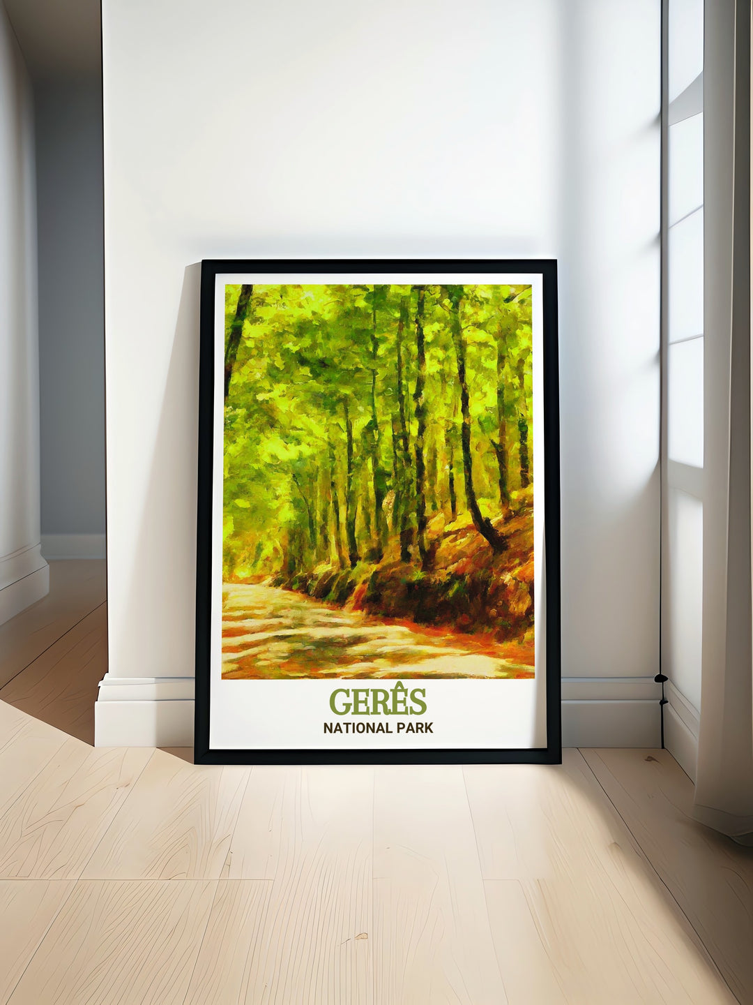 Experience the beauty of Mata da Albergaria in Geres National Park with this stunning national park art print perfect for adding a touch of nature to your home decor ideal for nature lovers and travel enthusiasts looking to bring a piece of Portugals wilderness into their living space