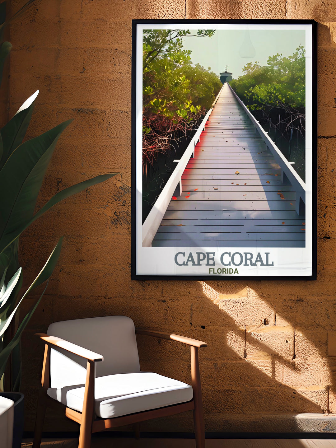 Florida Travel Print showcasing Glover Bight Trail in Cape Coral elegant wall art that captures the tranquility of the trail making it an ideal addition to your home decor and a thoughtful gift