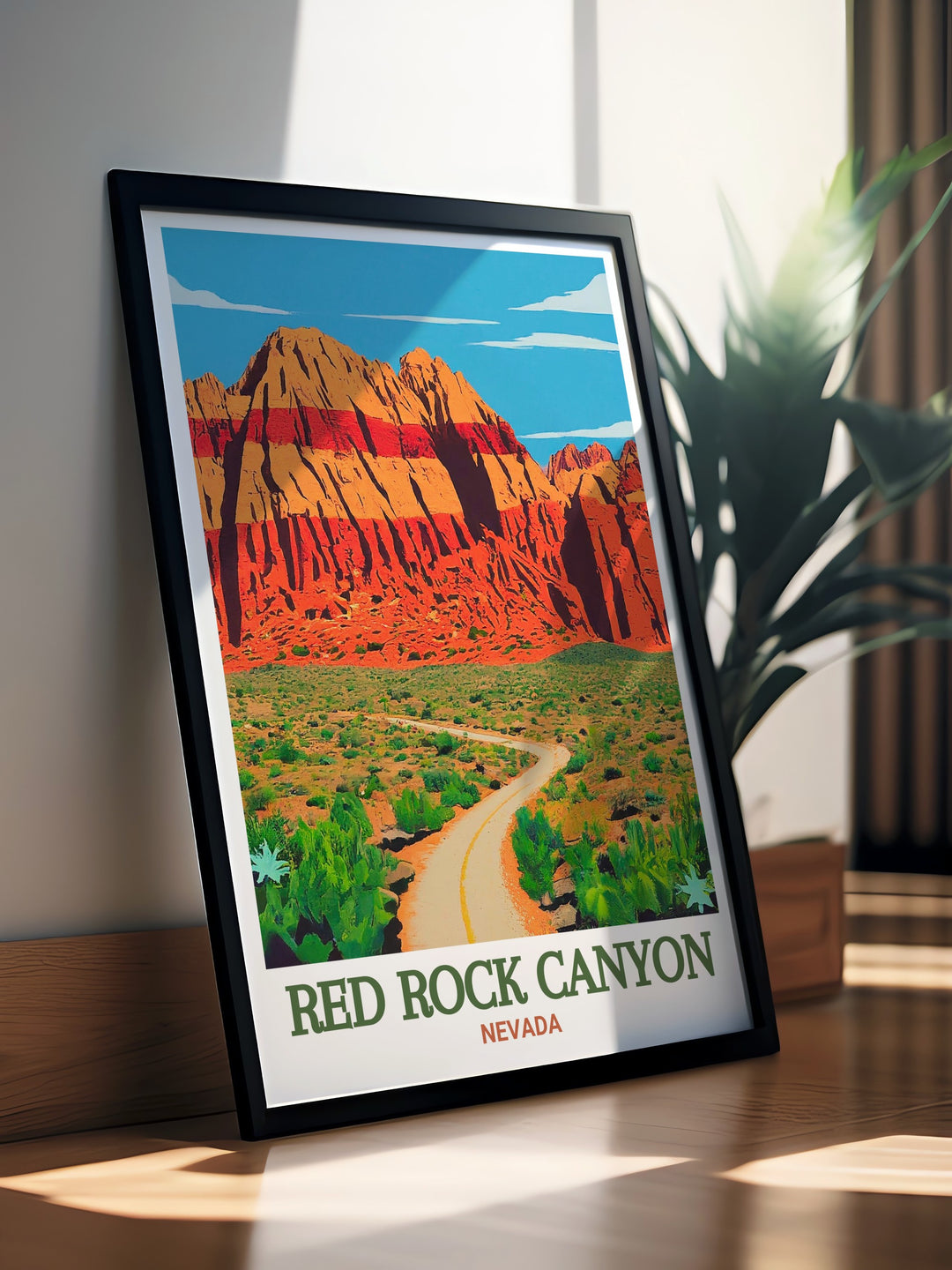 Stunning Red Rock wall art showcasing the breathtaking Red Rock Escarpment designed to elevate your home decor with a beautiful Nevada print that brings the vibrant hues and textures of the desert into your living space.