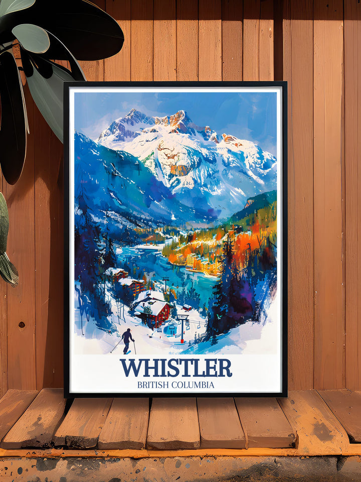Coast Mountains travel poster highlighting the majestic beauty of Canada's wilderness perfect for those who appreciate serene and awe inspiring landscapes in their home decor