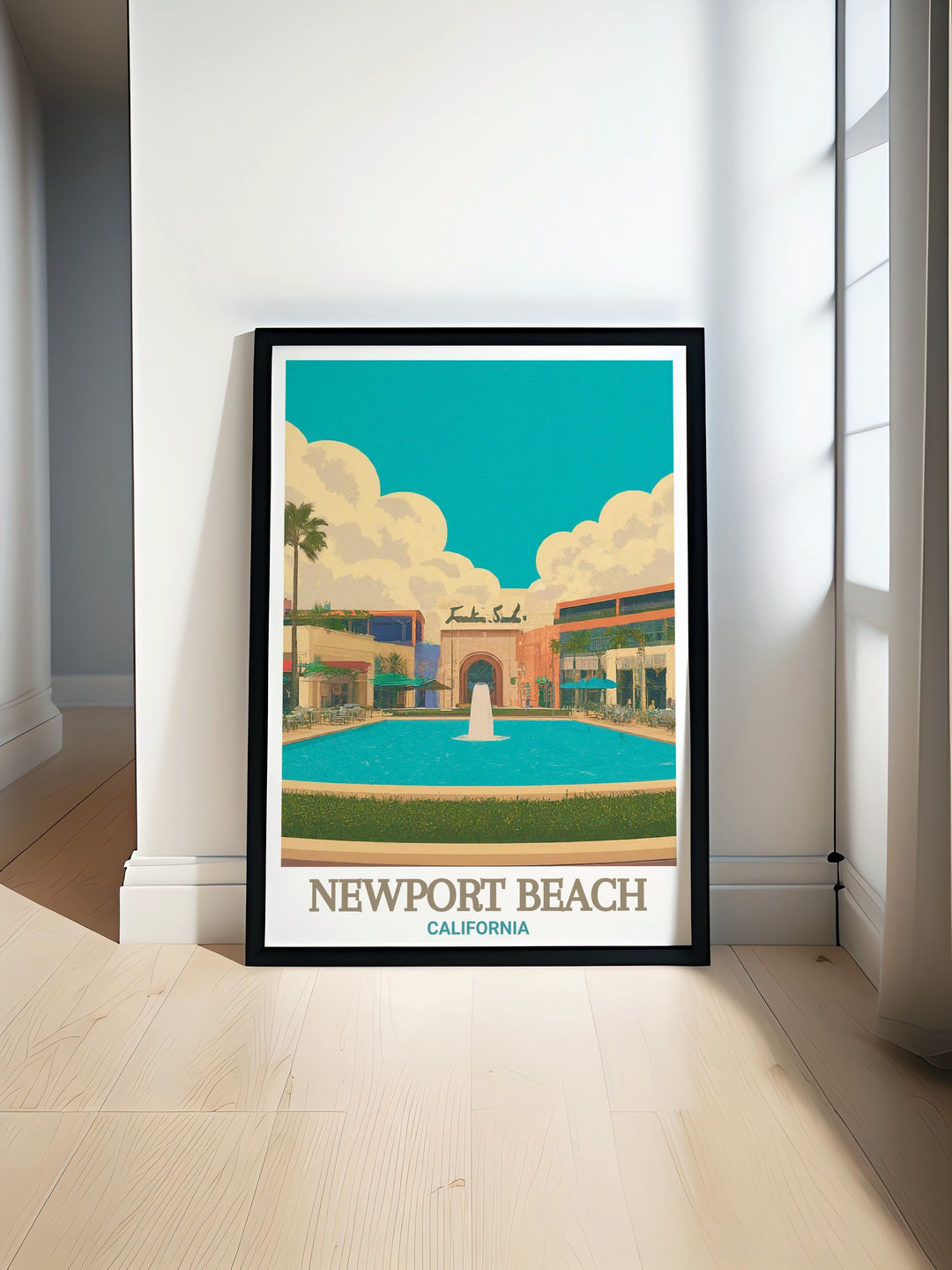 Newport Beach artwork featuring Fashion Island brings the luxurious beauty of Californias coastline to your home. Perfect for adding a touch of coastal elegance to your decor. The detailed design showcases the charm and vibrant atmosphere of this iconic destination.