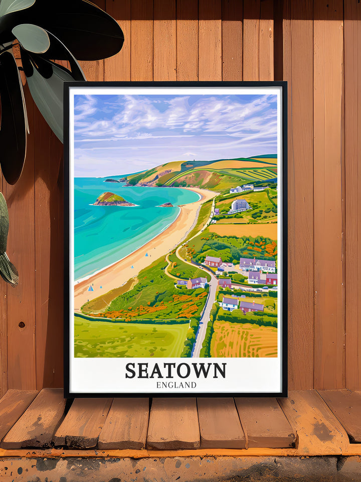 Bring the beauty of Seatown Beach and Dorset Eype Beach to your living space with these elegant home decor prints This stunning coastal art piece transforms your space into a peaceful retreat ideal for fans of beach decor and Dorset landscapes