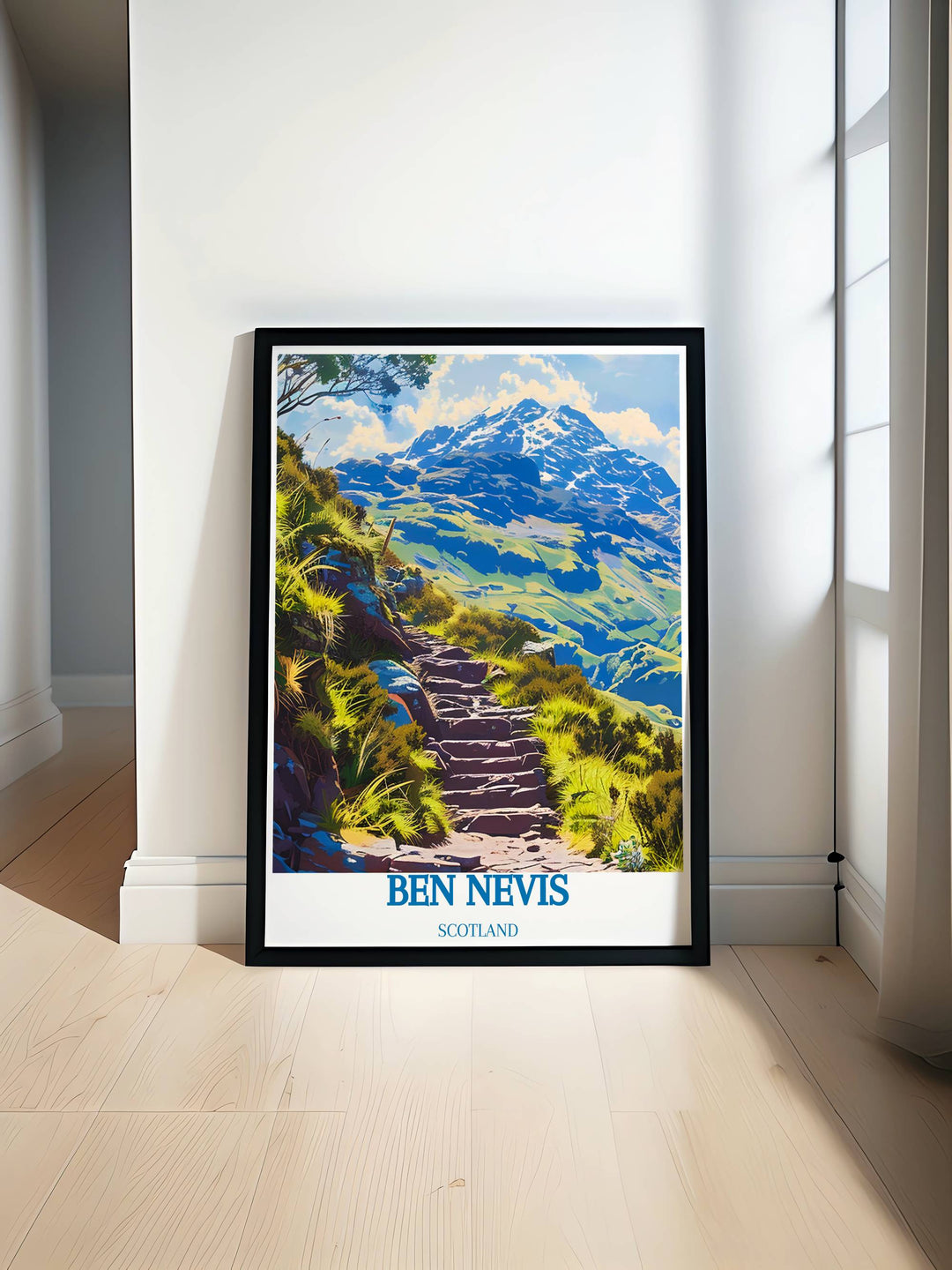 Full artwork scene of Ben Nevis Steps with a comprehensive view of the ascent and the expansive Highland scenery