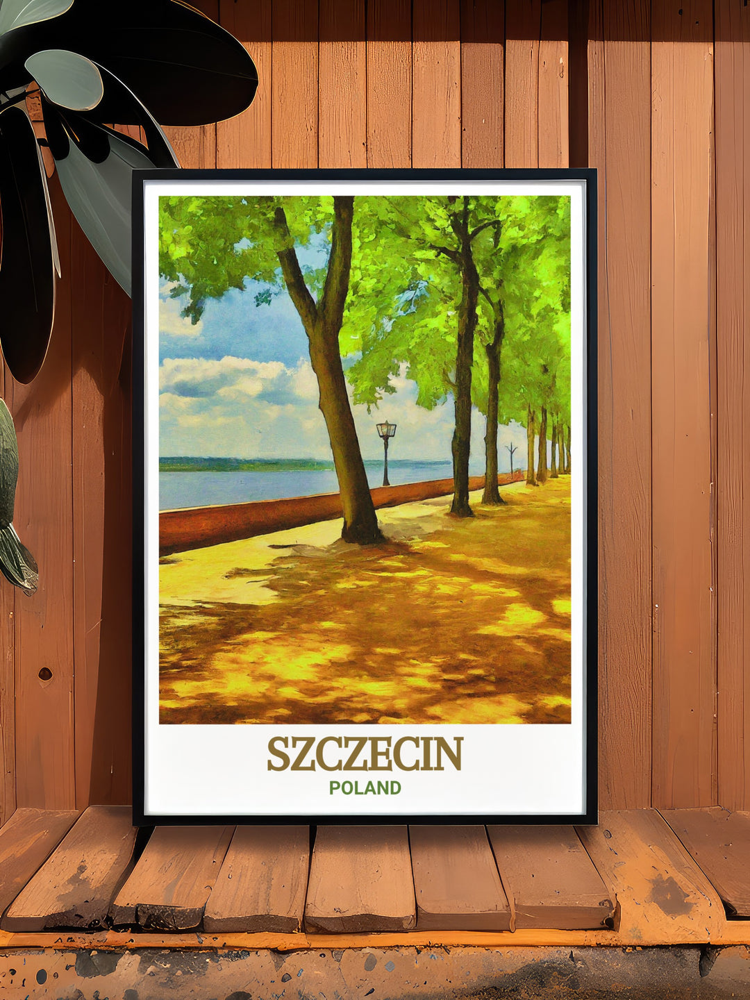 Kasprowicz Park poster featuring the serene lakes and pathways of this beautiful Szczecin landmark. This print brings the natural beauty of the park into your home, making it a great piece for nature lovers.