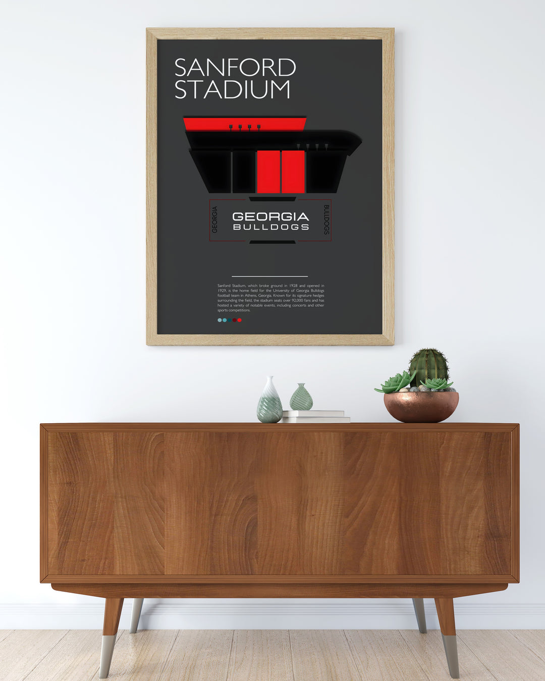 Touchdown Jesus at Sanford Stadium is beautifully depicted in this Georgia Bulldogs poster a must have for any UGA football supporter and fan