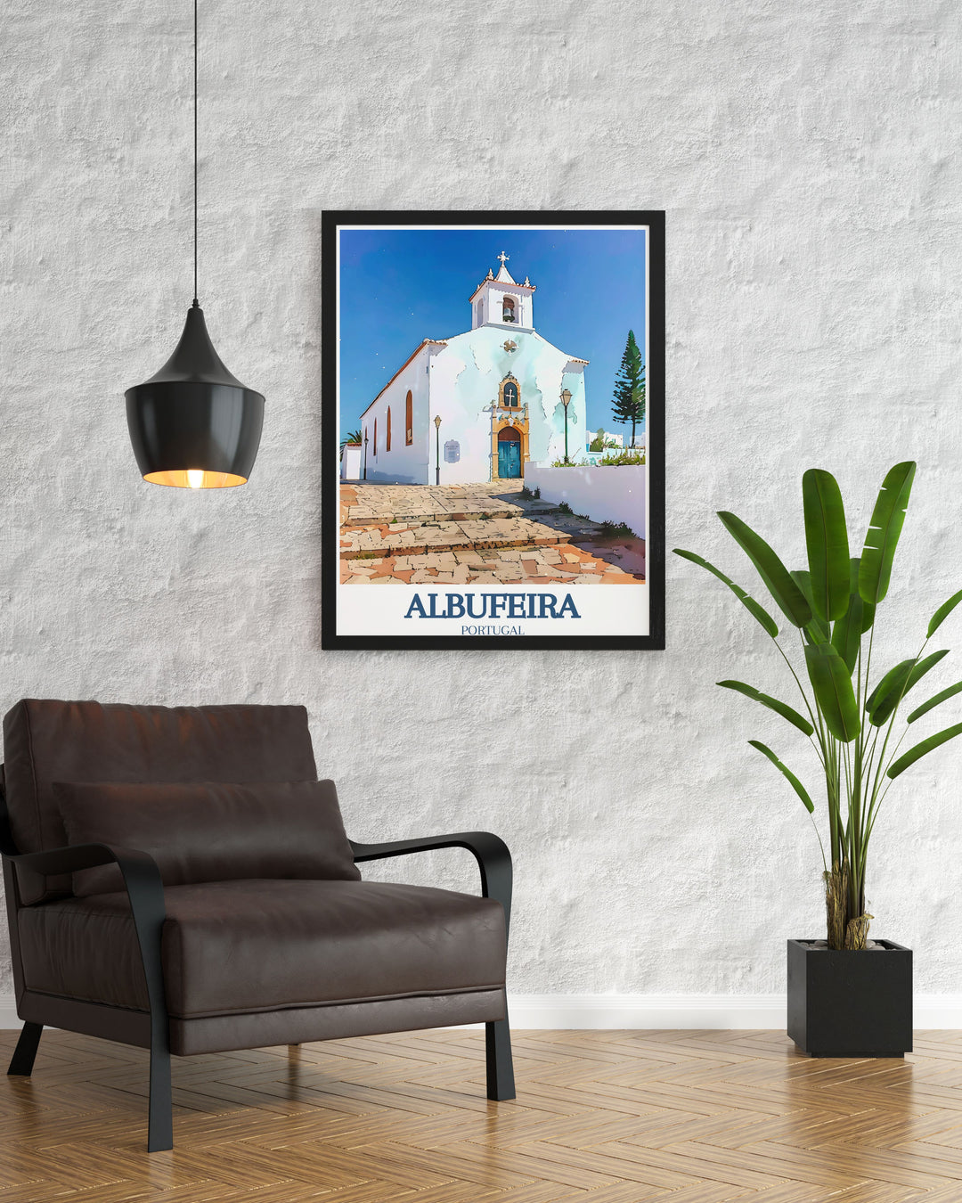 Scenic print of St Anna Church in Albufeira, offering a glimpse into the rich cultural heritage and serene beauty of this historic site.