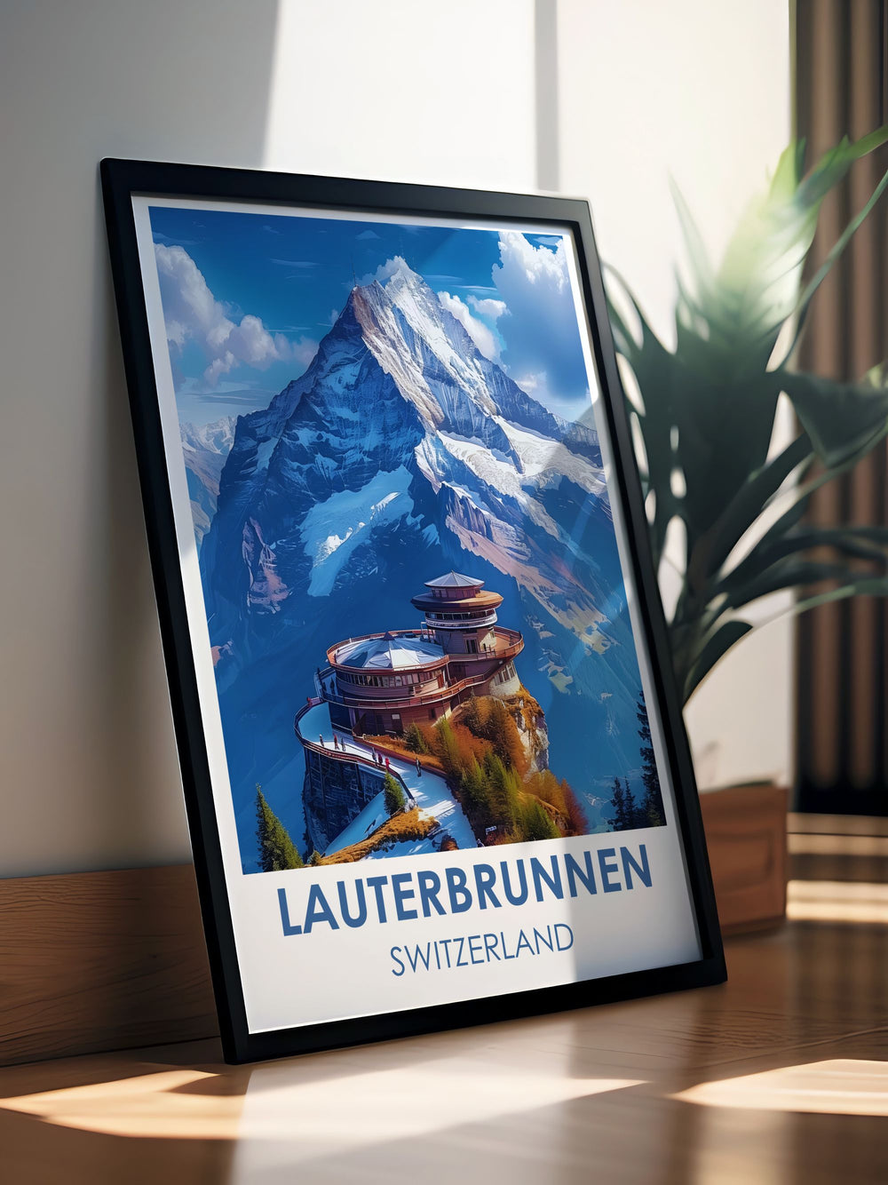 Schilthorn Poster showcasing the breathtaking beauty of Switzerlands high peaks and natural landscapes perfect for enhancing your living space with Swiss artwork