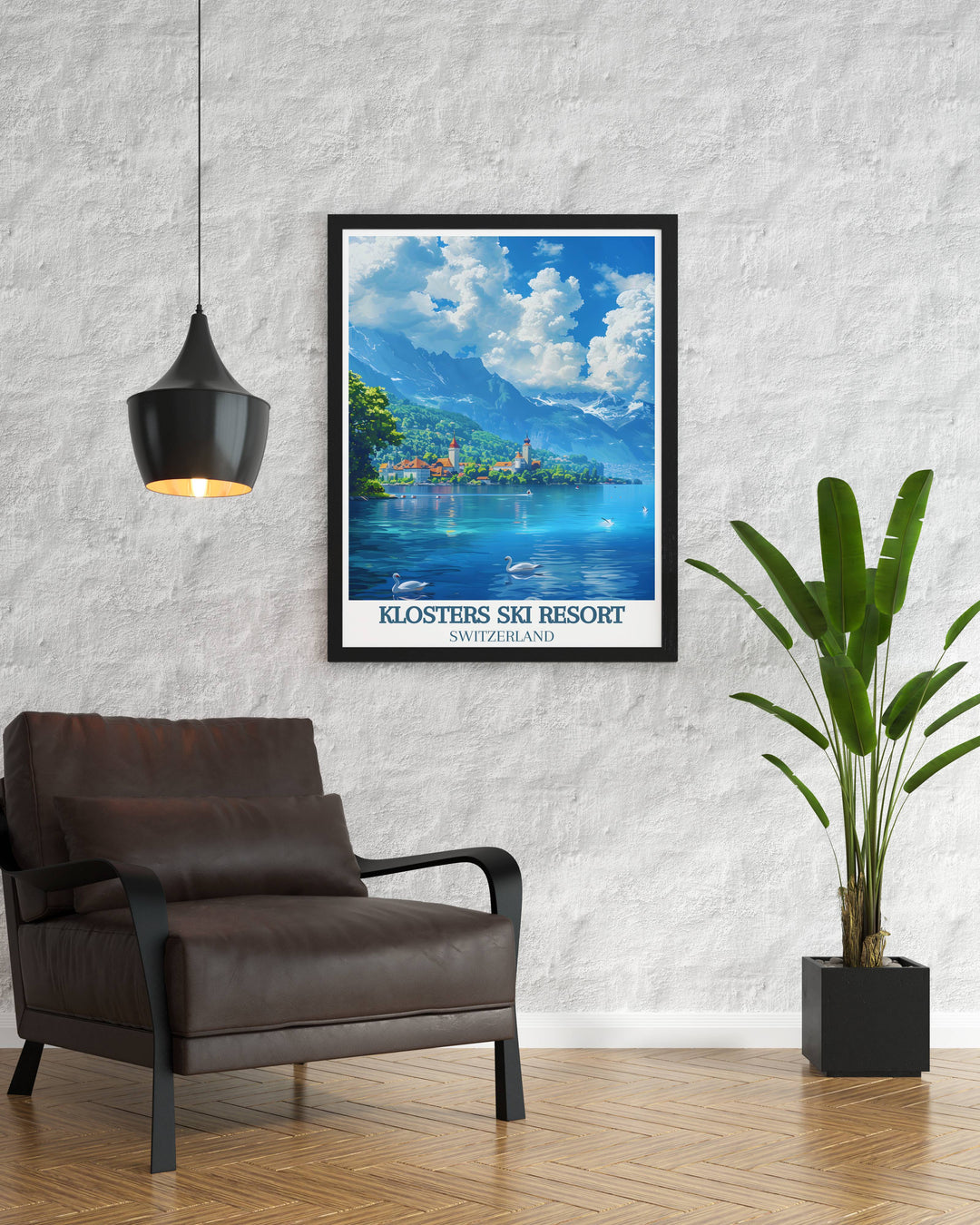 Delight in the tranquil beauty of Lake Geneva with our vintage travel print. This Lake Geneva poster is ideal for home decor capturing the scenic landscapes and peaceful atmosphere of one of Switzerlands most famous lakes