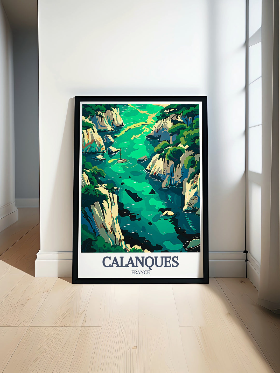 Beautiful Marseille wall art featuring Calanque de Sormiou and Calanque de Morgiou showcasing the stunning Mediterranean landscape perfect for any room in your home or as a unique travel souvenir to remind you of your French Riviera adventures.