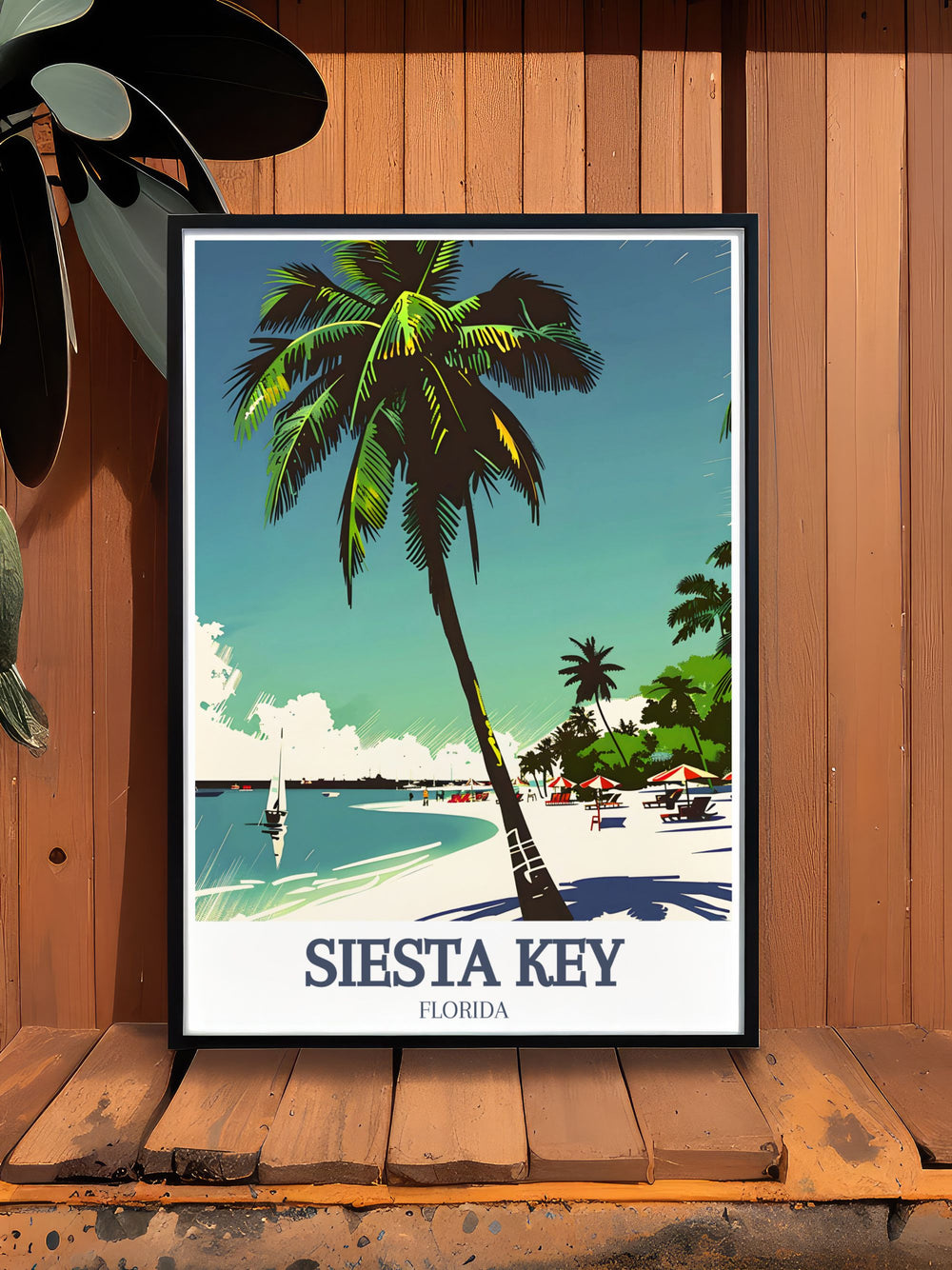 Elegant Siesta Key wall art highlighting the serene scenery of Siesta Beach Crescent Beach ideal for adding a touch of coastal charm to living room decor with detailed Florida artwork.