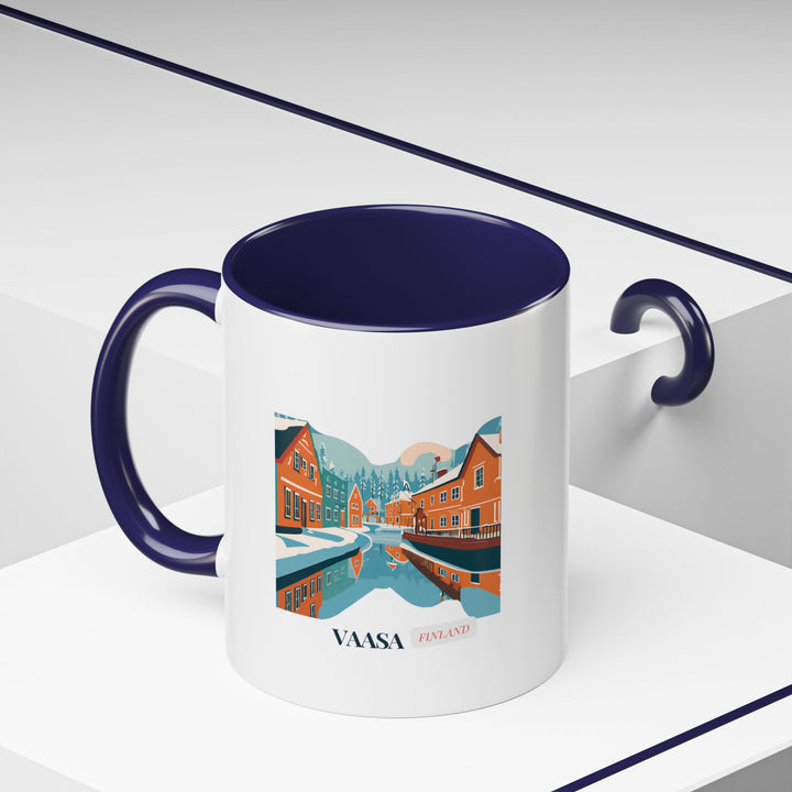 Bring home a piece of Vaasa with this beautifully crafted Finland mug showcasing the citys picturesque scenery. Made from high-quality ceramic, dishwasher and microwave safe, it is perfect for daily use or as a thoughtful gift for friends and family who love Vaasa.