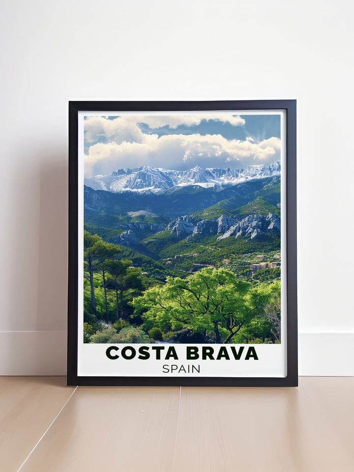 Immerse yourself in the serene environment of Costa Brava with a vibrant art print showcasing its rugged cliffs and crystal clear waters.