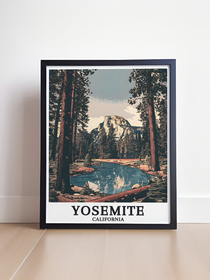 Yosemite National Park print with Half Dome offering a perfect blend of classic and contemporary styles ideal for home decor and wall art