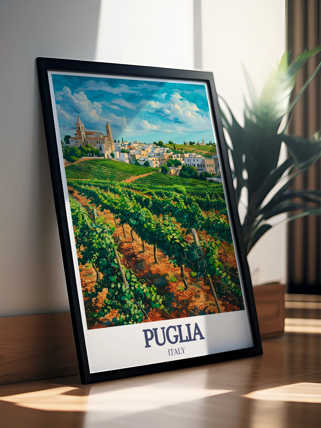 Enhance your home with our Salento Modern Prints. This Italy Travel Print showcases the beauty of Salento vineyards and Puglia, offering a contemporary touch to any living space. Ideal for those who appreciate fine Italian art.