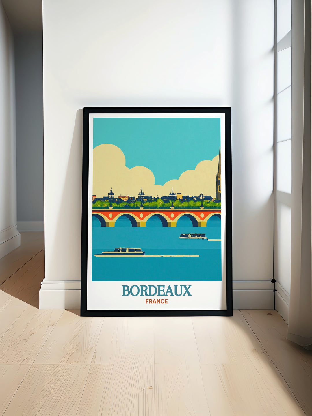 This Bordeaux art print provides a stunning view of Pont de Pierre, highlighting the bridges elegant arches and historical significance. A perfect addition to any room, this piece brings a touch of French sophistication to your home