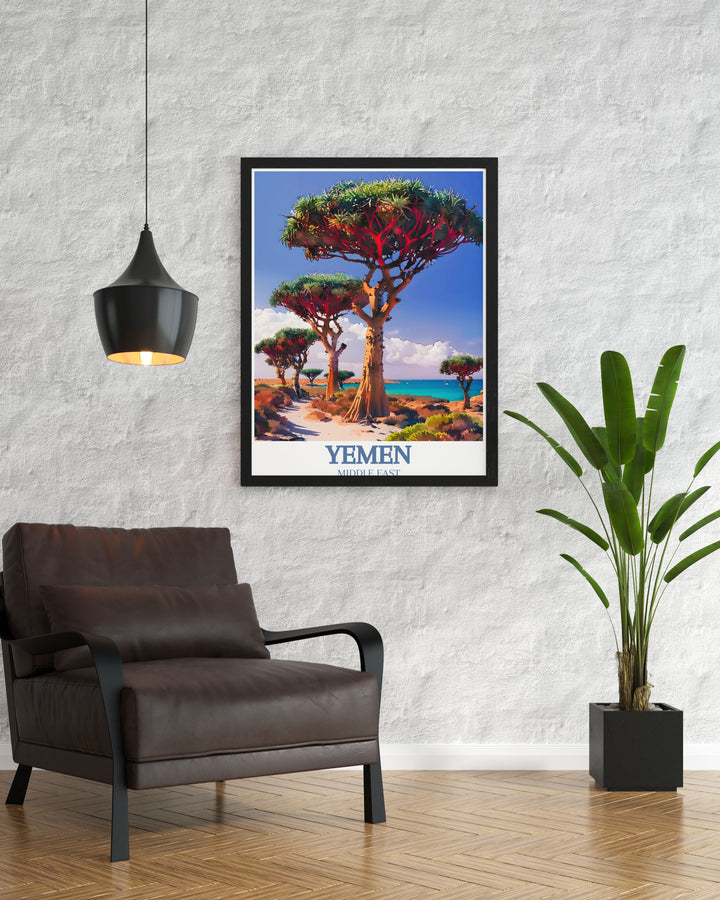 Personalized Gift idea featuring a stunning Yemen Print of Socotra island with Dragons Blood Trees and Detwah Lagoon available as a digital download perfect for special occasions