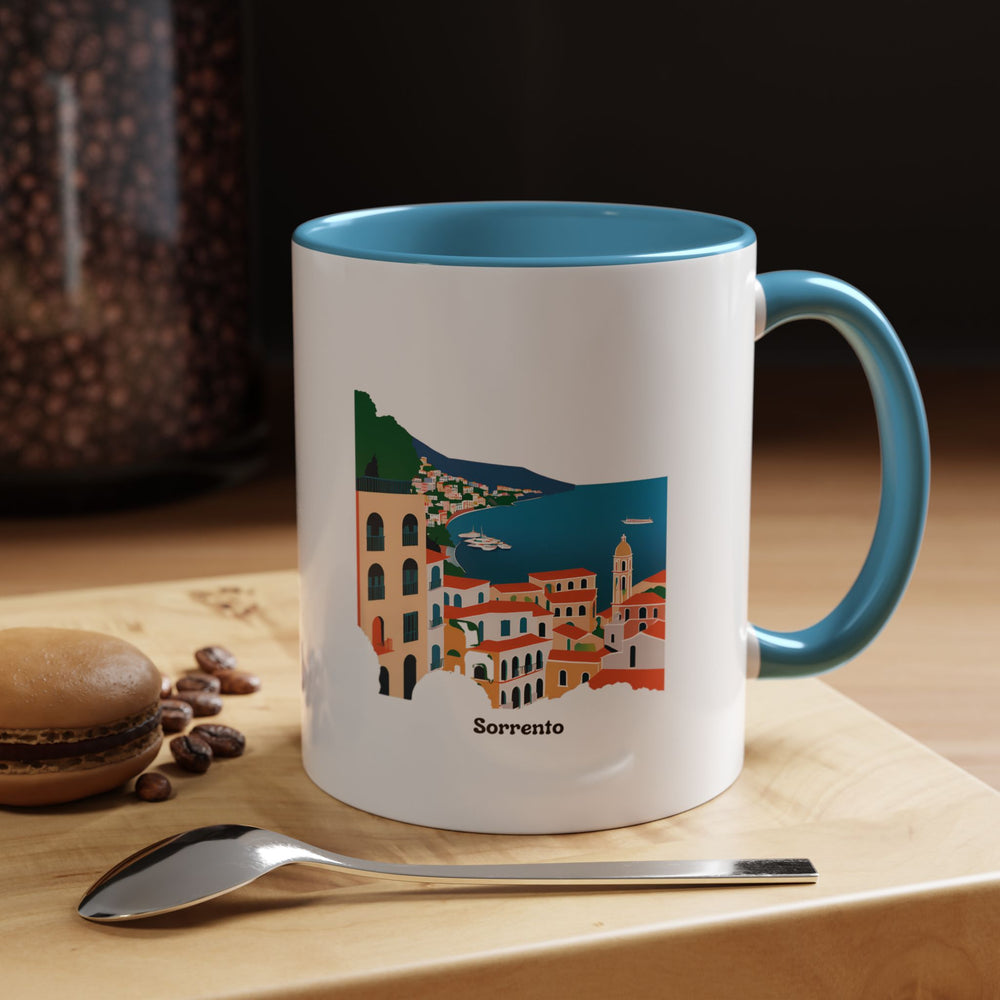 A beautifully designed Sorrento Italy Mug showcasing the charm of the Amalfi Coast. Dishwasher-safe and practical, it features vivid artwork inspired by Sorrento's coastal views. A meaningful gift for travel enthusiasts and coffee drinkers.