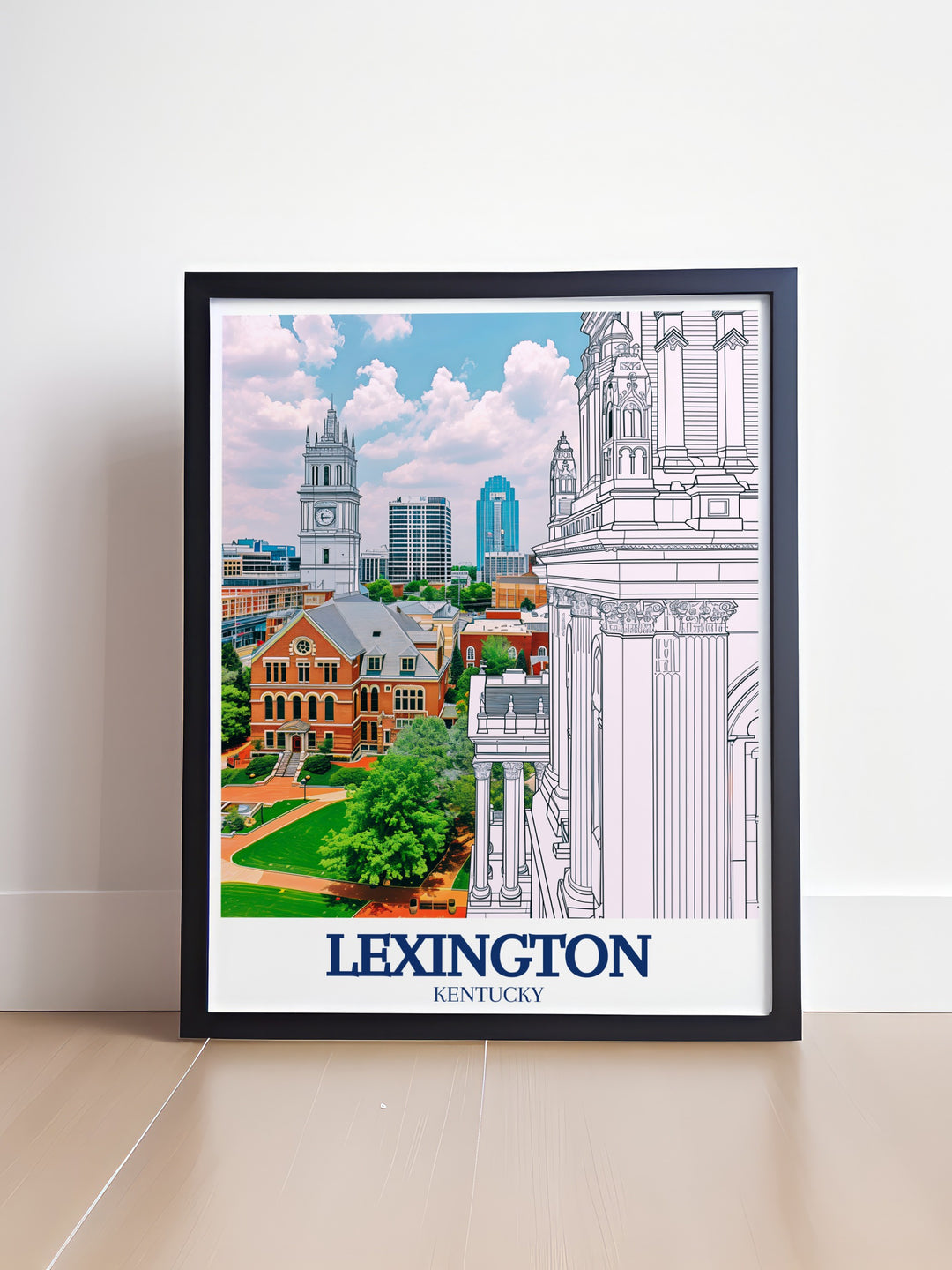 Stunning Lexington prints showcasing the Lexington skyline and Transylvania University ideal for adding a touch of elegance to your home