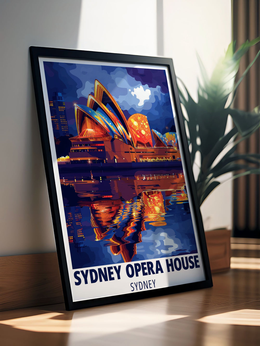 Framed print of Sydney Opera House and Harbour Bridge capturing the essence of Sydney Harbour and its stunning scenery perfect for home decoration and travel memories