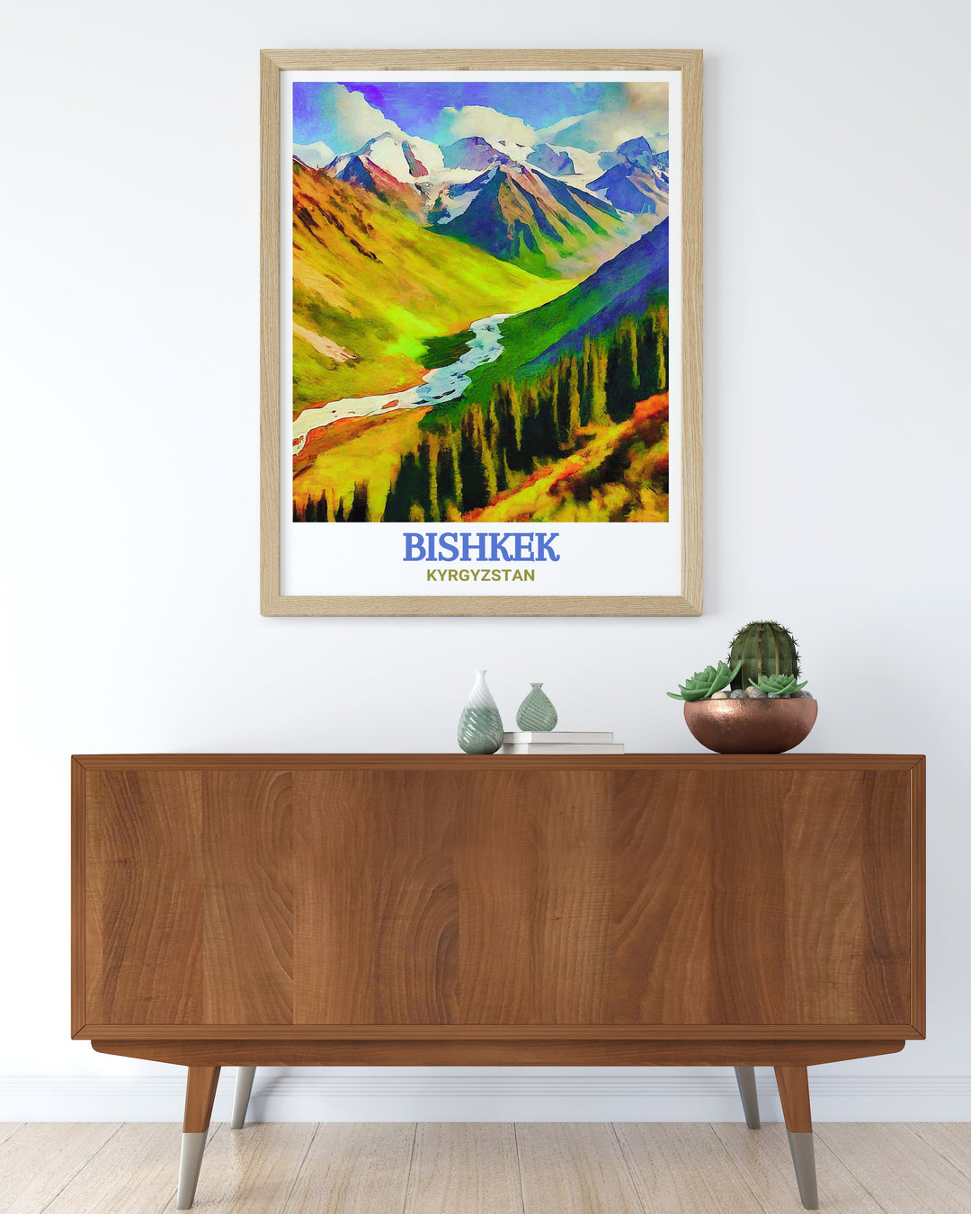 Ala Archa Vintage Poster brings a classic, nostalgic feel to one of Kyrgyzstans most beloved landscapes. Featuring its rugged mountains and scenic beauty, this vintage style poster is ideal for travel enthusiasts and art collectors alike.