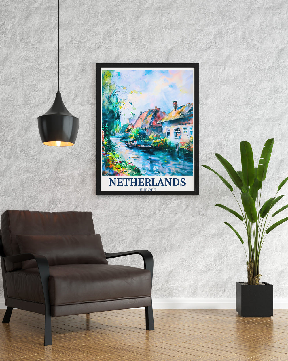 Stunning framed print of Giethoorn Overijssel capturing the tranquility of this Dutch village known for its beautiful canals and charming landscapes a perfect addition to your home or office decor bringing a touch of elegance and serenity