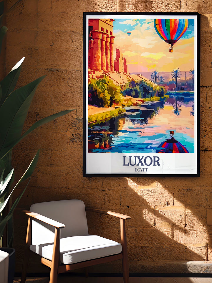 Luxor gift art depicting the Luxor temple and Nile river an ideal Egypt travel gift for any occasion perfect for those who love the rich history and beauty of Egypt