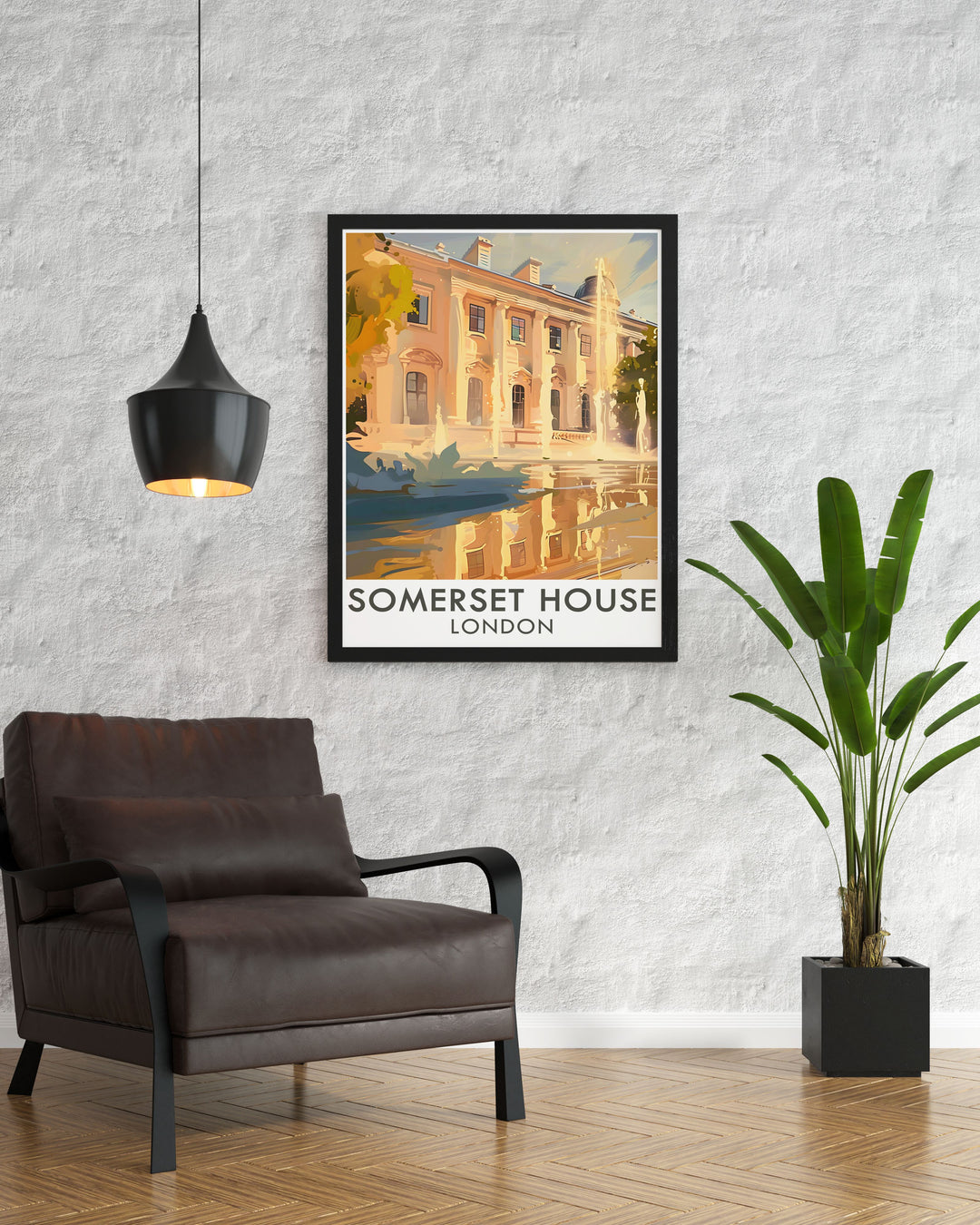 Stunning London Illustration showcasing Somerset House Print and London architecture The Fountains Elegant Home Decor perfect for any room