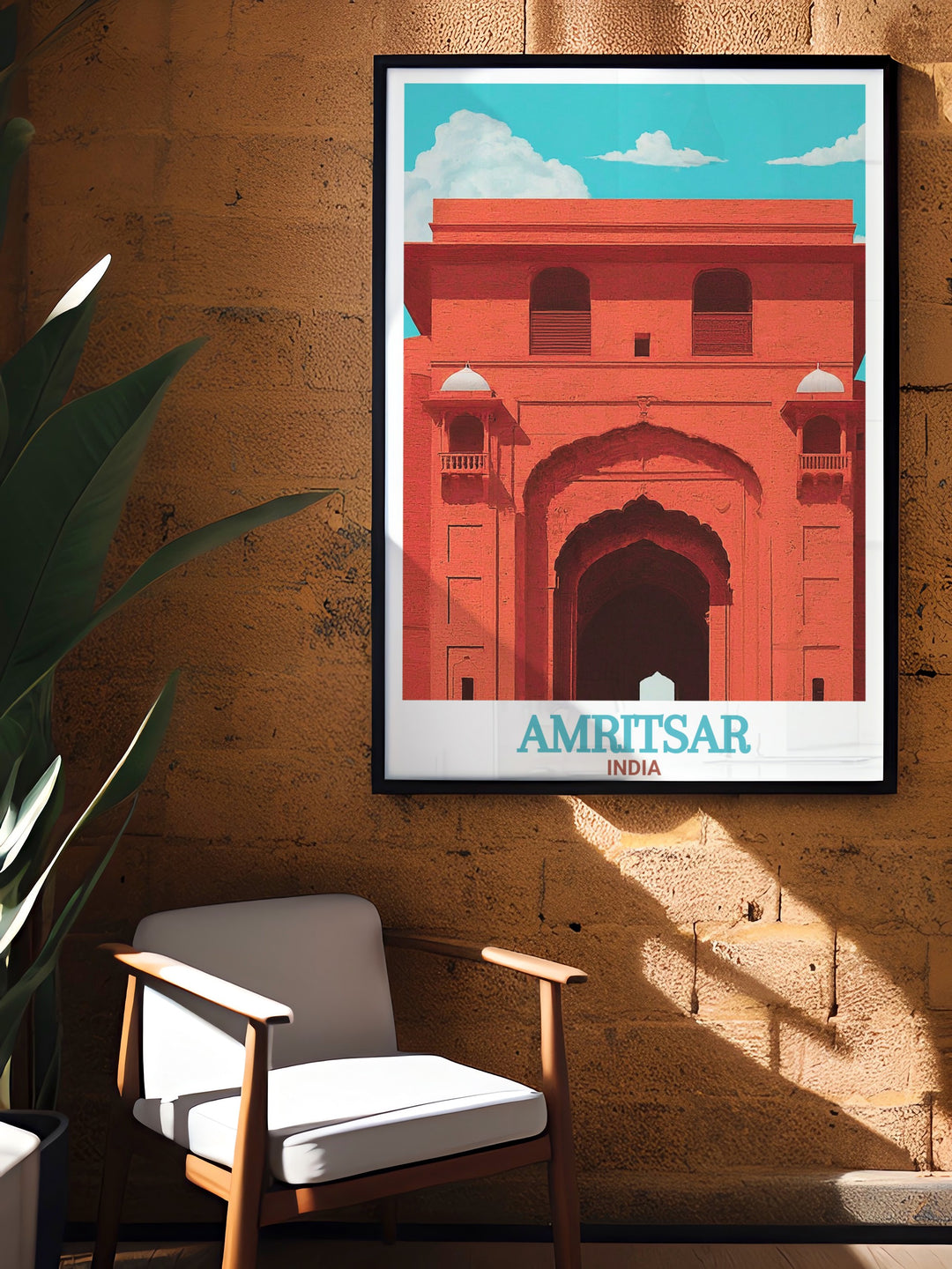 Gobindgarh Fort travel print highlights the majestic architecture of this historic fort located in the heart of Amritsar. This India canvas art is an ideal addition to your home decor, combining history, culture, and Indian heritage into one stunning artwork.