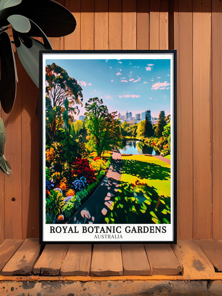 Elevate your living space with this Southern Lawn Melbourne Gardens artwork a beautiful piece of Botanic Garden Decor that captures the serene beauty of the Royal Botanic Gardens ideal for anyone who loves Australia Travel Art