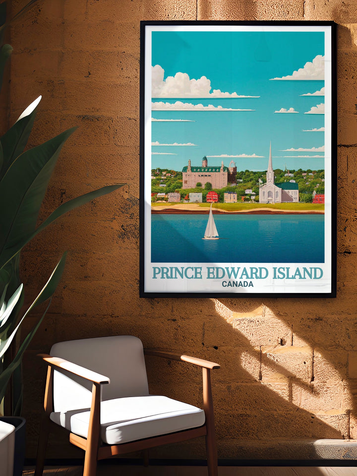 Beautiful sunsets landscape at Charlottetown captured in modern art prints perfect for enhancing your home decor with the serene and picturesque views of Prince Edward Island providing a touch of elegance and sophistication to any space.