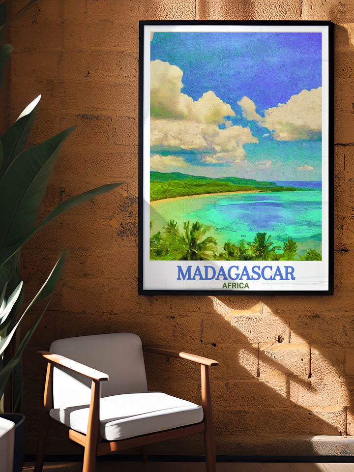 Nosy Be artwork depicting the serene landscapes and vibrant life of Madagascar perfect for Africa travel gifts and home decor a captivating piece that adds exotic charm to any room ideal for gifts for mom or sister