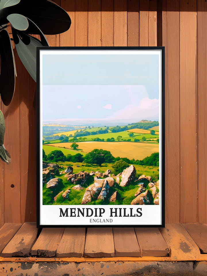 This canvas art of the Mendip Hills, Crook Peak, and Compton Hill brings the scenic beauty of Somerset into your home. Perfect for lovers of the outdoors, this artwork adds a calming and picturesque view of Englands natural landscapes.