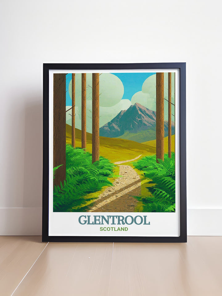 Bring the beauty of Glentrool Trailhead and Loch Trool into your home with this cycling wall art perfect for adventure seekers and mountain bikers who want to commemorate their rides through the 7stanes bike park.