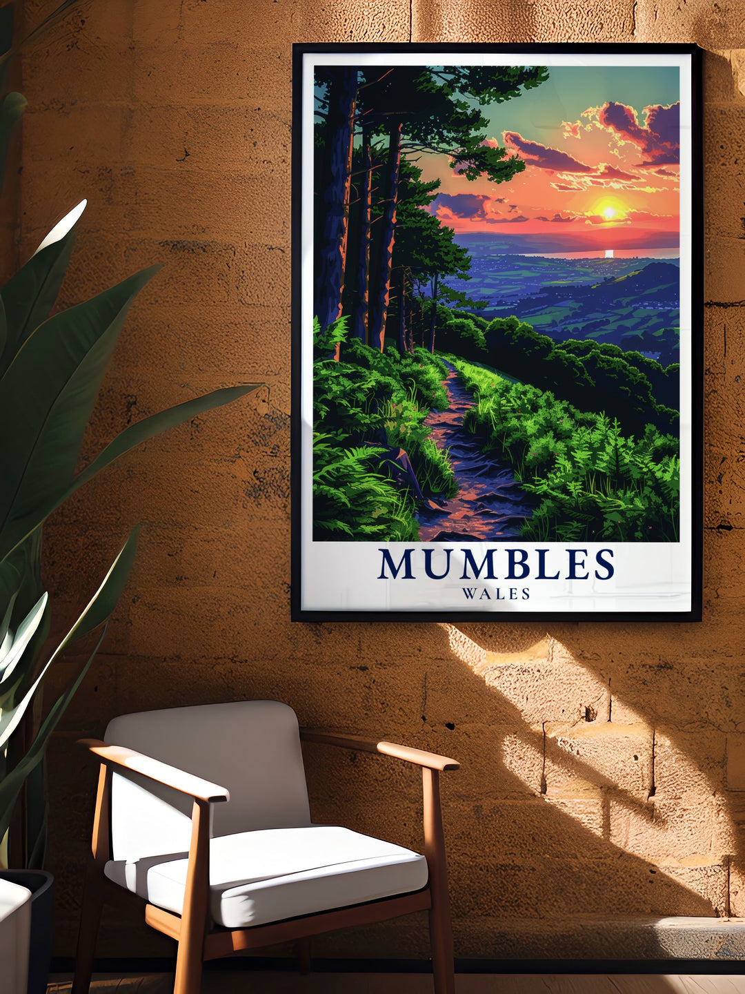 Embrace the serene beauty of Mumbles Hills Nature Reserve with this modern art print capturing the breathtaking landscapes and peaceful ambiance of this iconic location