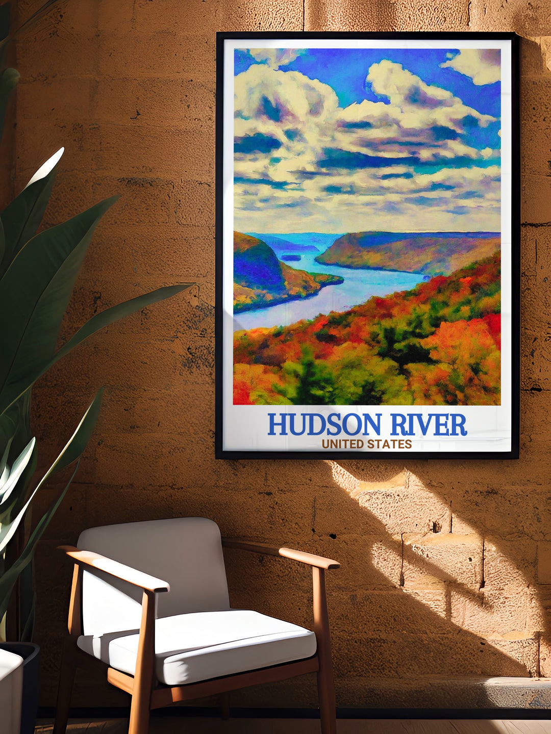 A perfect blend of art and nature, this Hudson River poster brings the scenic landscapes of the Hudson Valley into your home. Featuring the iconic river and surrounding highlands, its an ideal choice for any lover of New Yorks nature.