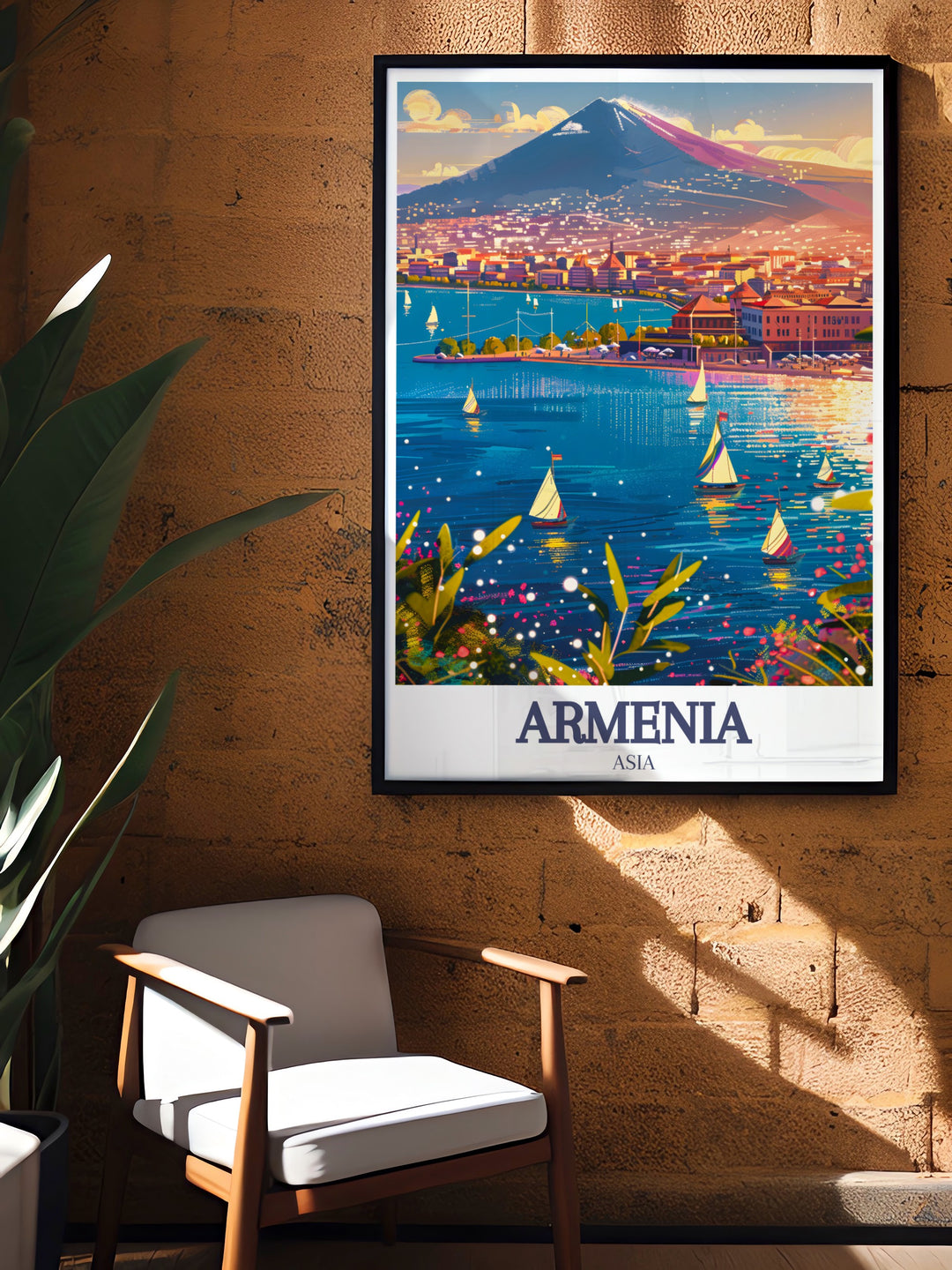 Lake Sevan wall poster captures the crystal clear waters and serene landscape of one of Armenias most treasured natural sites. This travel print is perfect for anyone who loves Armenian nature and wants to bring a piece of that beauty into their home.