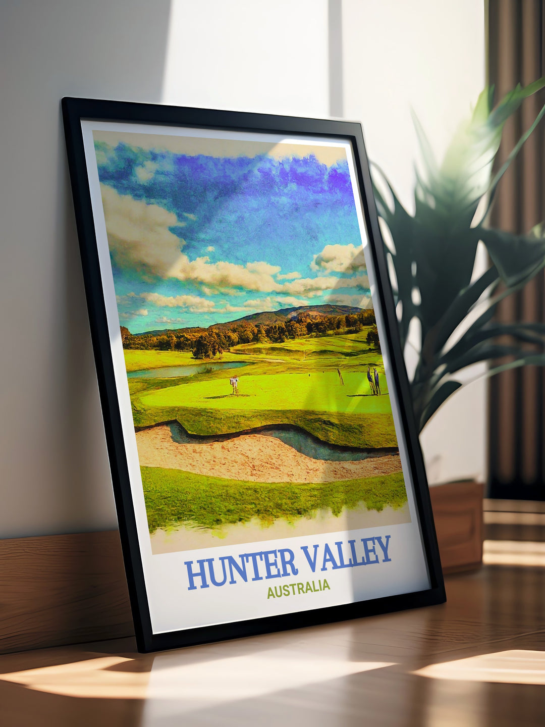 Australia print featuring Hunter Valley Golf and Country Club a beautiful depiction of the courses stunning views and natural surroundings making it a perfect addition to any home seeking to celebrate Australias iconic travel destinations.