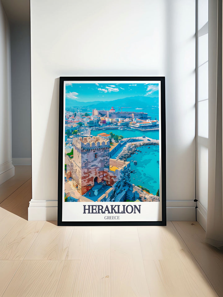 Canvas art depicting the Venetian Fortress of Koules in Heraklion, Crete, Greece. This piece captures the fortresss grandeur and historical depth, making it a perfect addition to any decor inspired by Greek history and architecture.