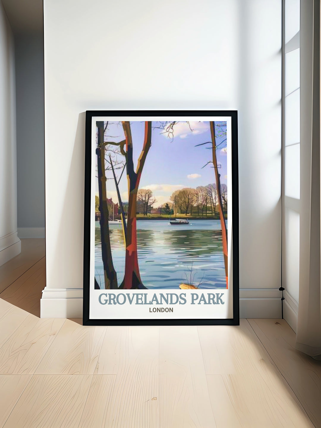 Grovelands Park Lake framed print is a perfect addition to any room bringing the peaceful beauty of North Londons parks into your home. This elegant wall art complements any decor while capturing the serene atmosphere of Londons Grovelands Park Lake.