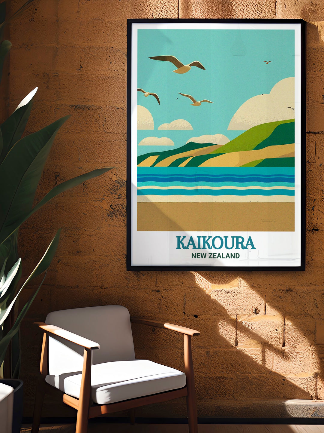 Featuring the dramatic meeting of land and sea at Kaikoura Beach, this vintage style travel poster captures the essence of New Zealands rugged coastline. The print is perfect for those who admire the unspoiled beauty of Kaikoura and wish to bring a touch of it into their home decor.