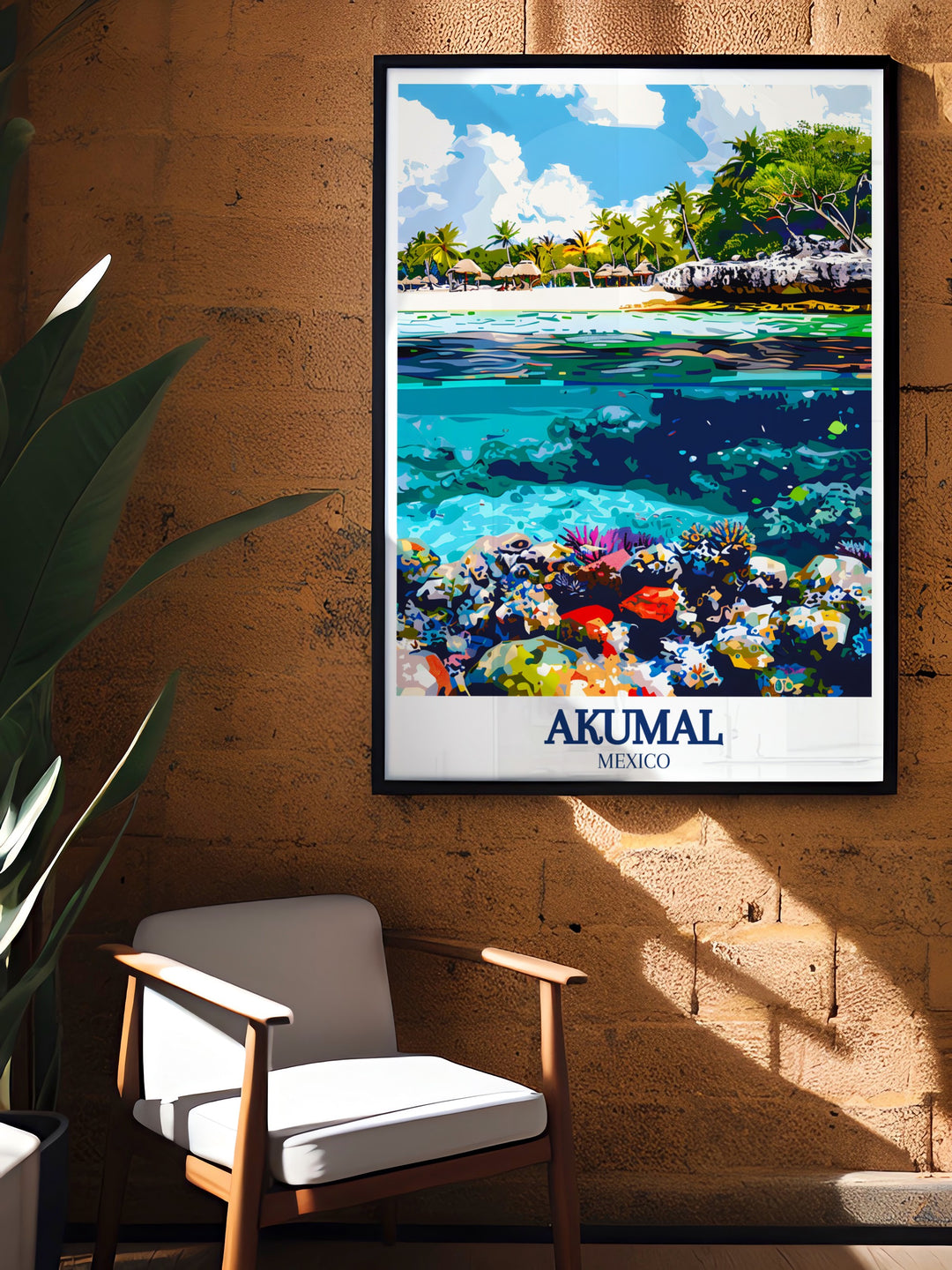 Elegant Akumal Art Print of Half Moon Bay Akumal Coral Reef an ideal birthday gift with vibrant colors and modern design