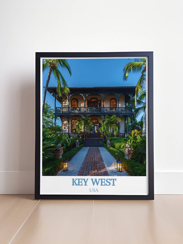 Beautiful Key West Art showcasing the Ernest Hemingway Home and Museum an ideal Florida Travel Print that brings the charm of Key West into your living space.