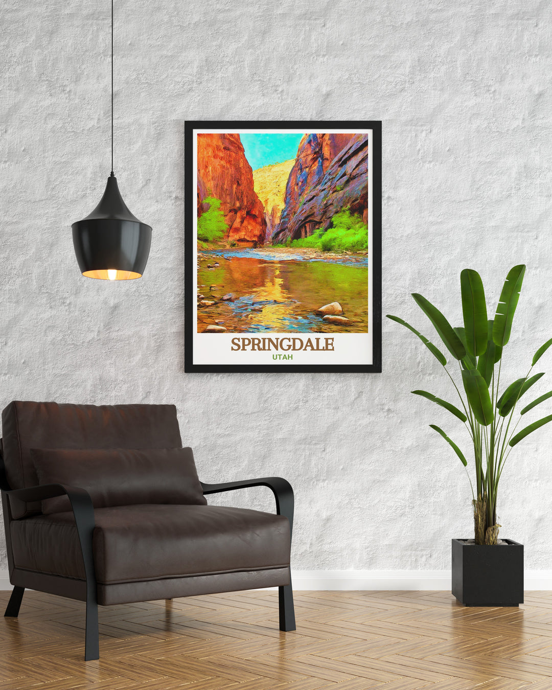 This print of The Narrows in Zion National Park and Springdale, Utah, offers a stunning representation of Utahs landscapes. The artwork showcases the towering canyon walls and flowing river of The Narrows, as well as the welcoming atmosphere of Springdale. Perfect for home decor or as a thoughtful gift for nature lovers.