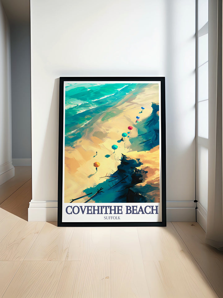 Featuring the stunning views of Covehithe Beach and the UK National Nature Reserve, this framed art captures the serene atmosphere of Suffolks coast. A travel gift or home décor piece, this artwork brings the best of Englands coastline into your home.