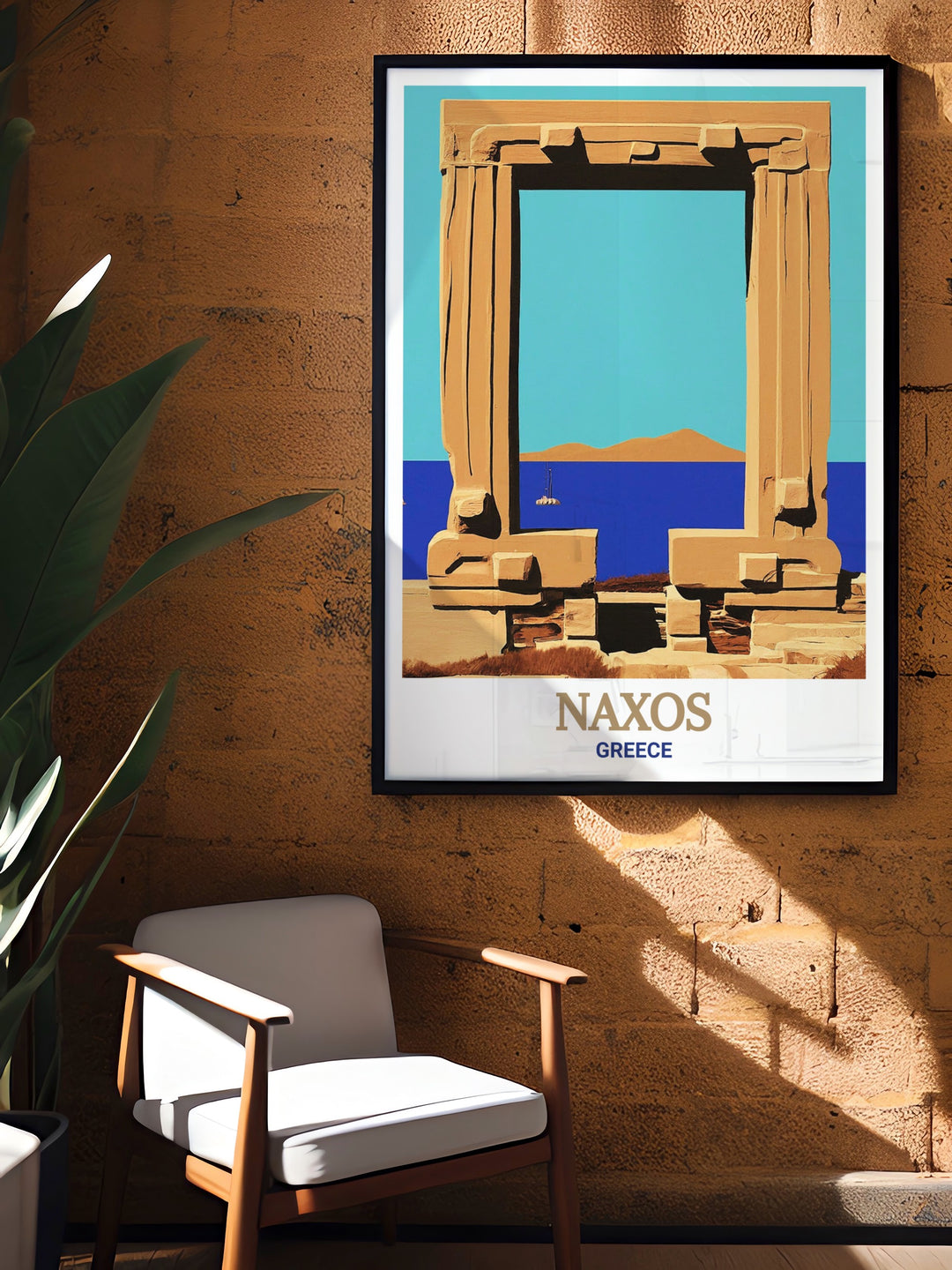 Naxos Illustration showcasing the Portara a beautiful wall art piece that brings the timeless beauty of Naxos Greece into your home perfect for creating a sophisticated and inspiring environment in your living room bedroom or office with this detailed artwork