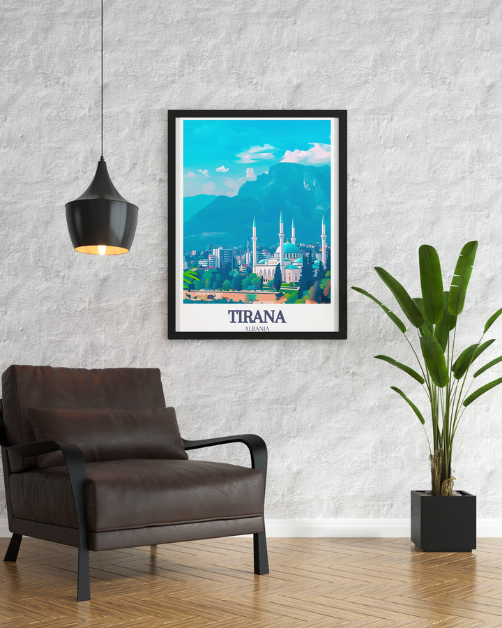 Beautiful Albania Painting of Namazgah Mosque Balkan Area perfect for creating a sophisticated and inviting atmosphere in your living room bedroom or office an ideal piece of modern decor that reflects your love for travel and cultural heritage